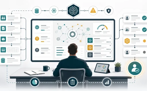AI decision support workspace showing source context, risk signals, confidence, approval paths, and human review.