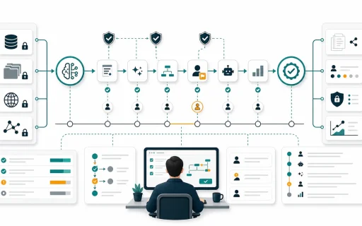 AI workflow audit trails showing sources, approvals, exceptions, permissions, human review, and traceable automation outcomes.