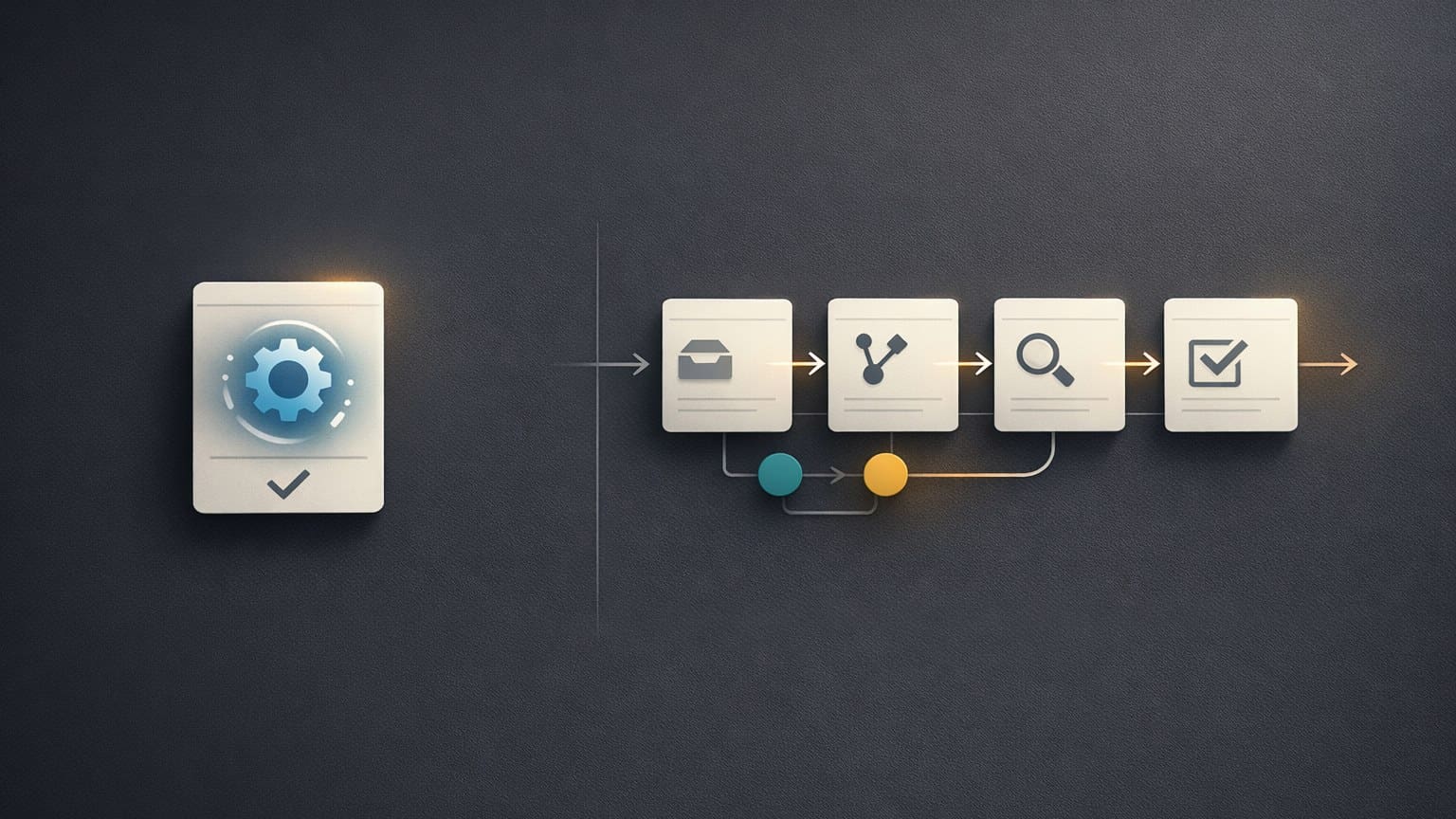 Abstract comparison between a disconnected automation task and an operational design workflow.