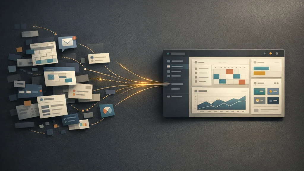 Internal tools for business consolidating spreadsheets, inboxes, and disconnected software into one workflow.