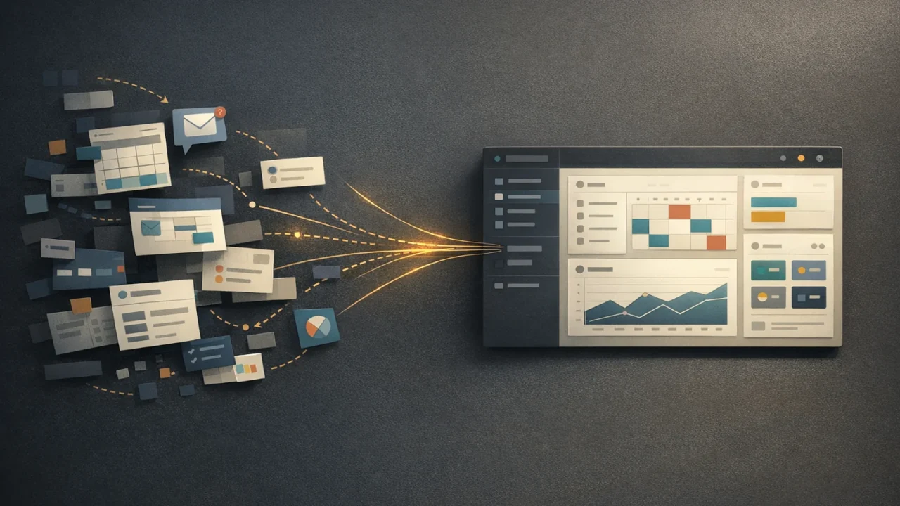 Internal tools for business consolidating spreadsheets, inboxes, and disconnected software into one workflow.