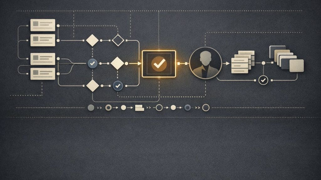 Mission-control style interface showing task paths, approval gates, and human oversight for trustworthy agentic systems.