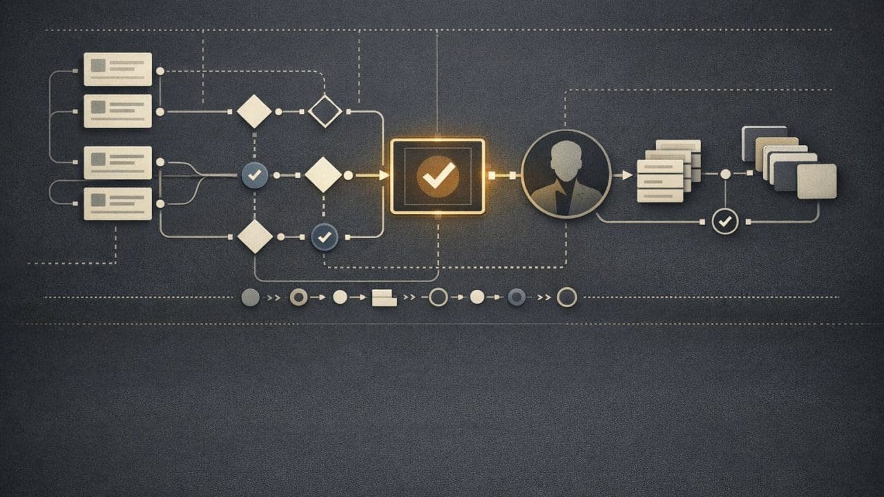 Mission-control style interface showing task paths, approval gates, and human oversight for trustworthy agentic systems.