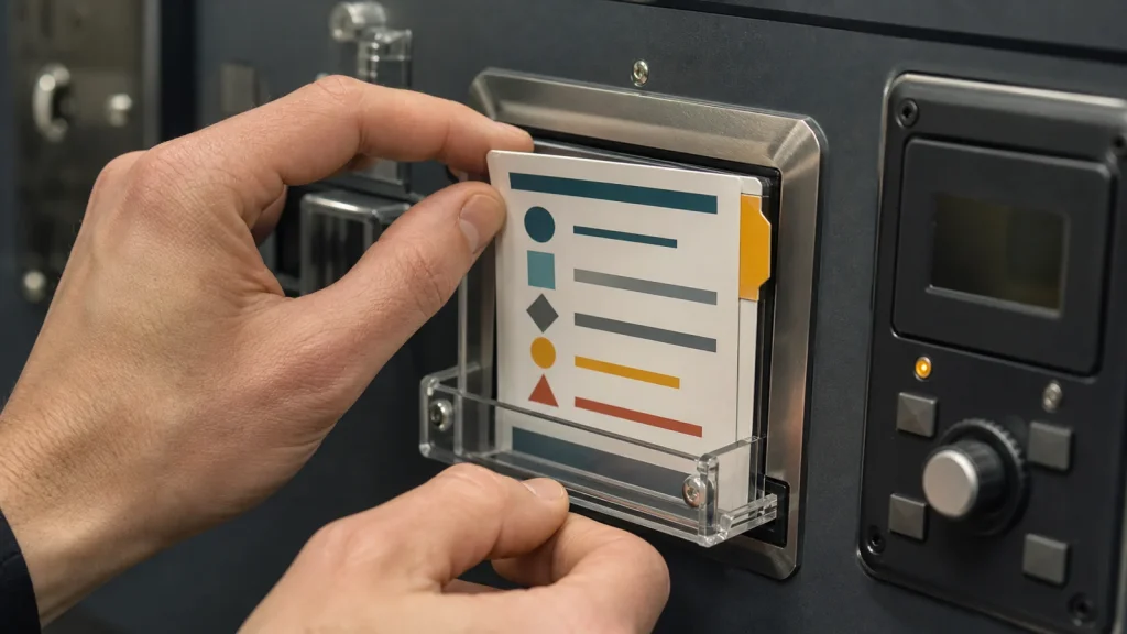 AI operating procedures embedded as a tabbed instruction card inside a workflow control console.
