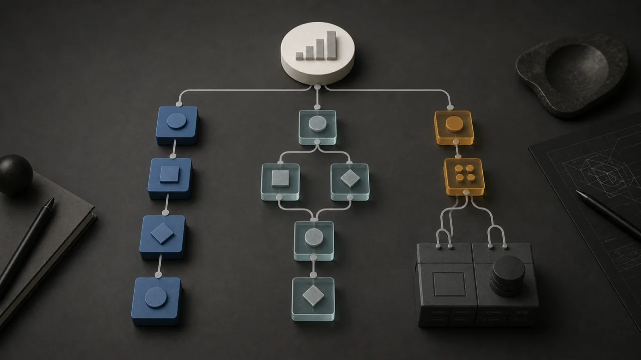 Make vs n8n vs Zapier workflow automation comparison showing managed, visual, and self-hosted operating models