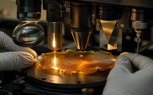 AI dubbing quality control shown as one audio sample inspected by several specialized quality instruments