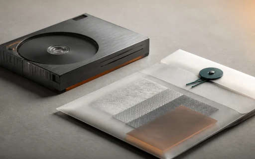 Media processing job contract shown as one media artifact paired with a compact evidence envelope